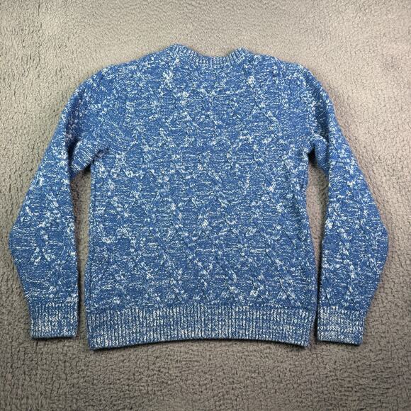 Abercrombie & Fitch Sweater Adult L Blue Fisherman Wool Cable Knit Pullover Crew - Picture 5 of 8